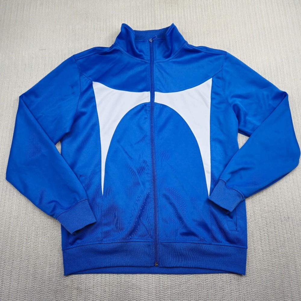 Bleeker & Mercer Track Jacket Mens Large Blue White Full Zip Streetwear Hip Hop